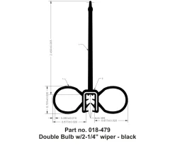 #018-479 – Double Bulb, w/2-1/4″ wiper, 2″ x 3″ x 28′
