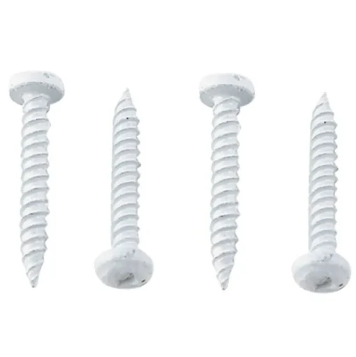 #012-PSQ50W – 8 x 1-1/4 Pan Head Square Recess Screw, Polar White, 50 Pack