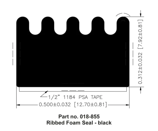 #018-855 – Ribbed Seal, 1/2″x 5/16″x 50′