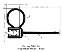 #018-1138 – Single Bulb w/wiper, 1-1/8″ x 2-1/8″ x 35′