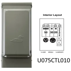#U075CTL010 – 100AMP Outdoor RV Power Outlet w/20A GFCI, 2 Pole